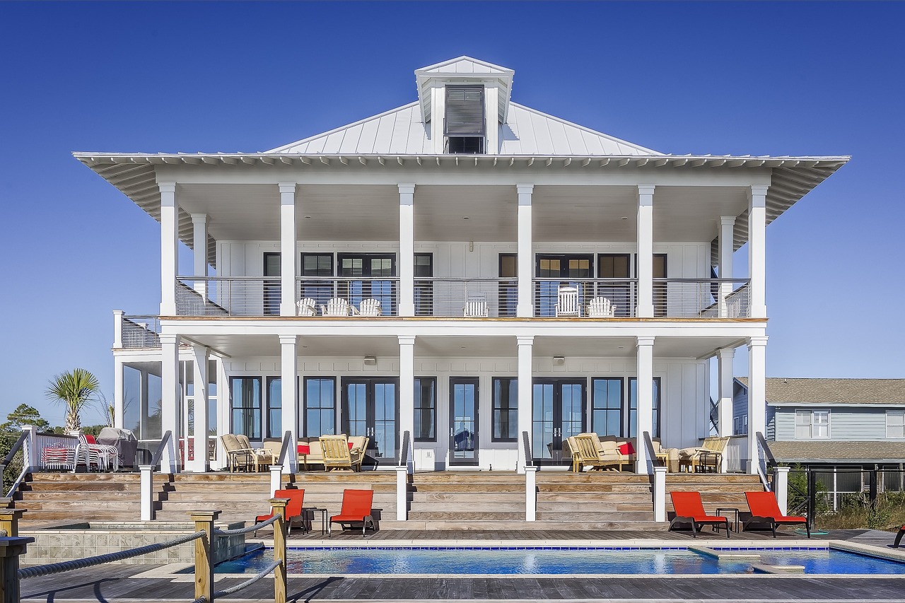 Back of house with a pool