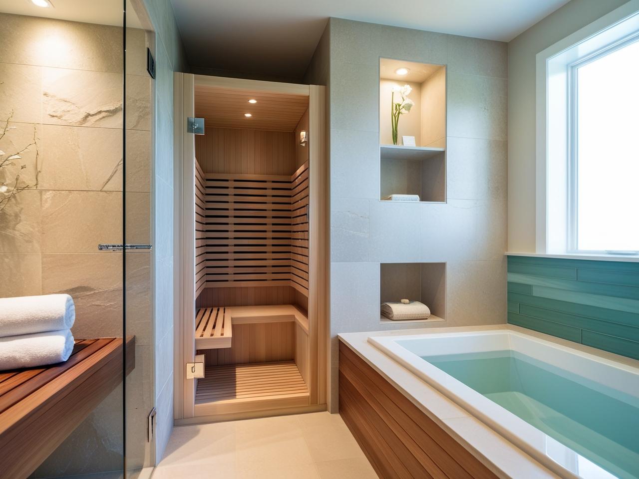 Spa-like bathroom with Sauna