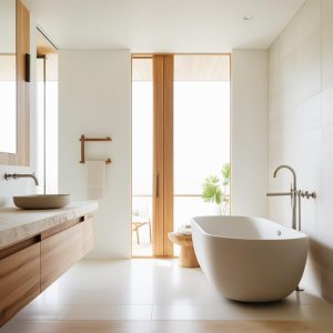 Bathroom with a soaking tub